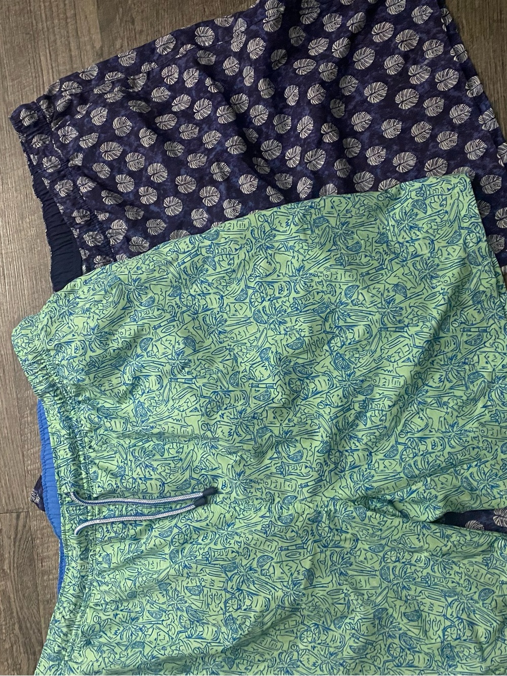 Lot of 2 Peter Millar Blue & White Printed Swim Trunks